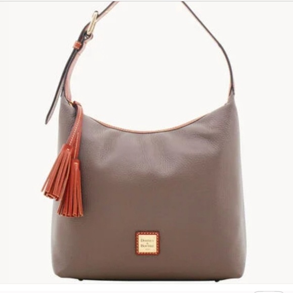 Dooney & Bourke Brown Leather Pebble Grain Paige Sac Hobo Bag - Picture 1 of 16